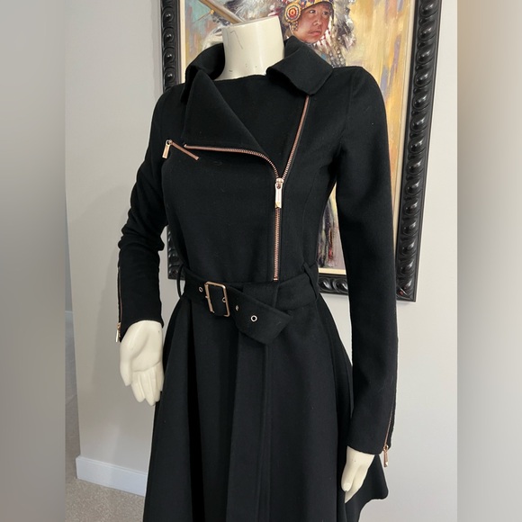 NET BCBGMAXAZRIA BLACK RYAN WOOL BLEND TRENCH COAT SZ XXSMALL - Picture 6 of 11